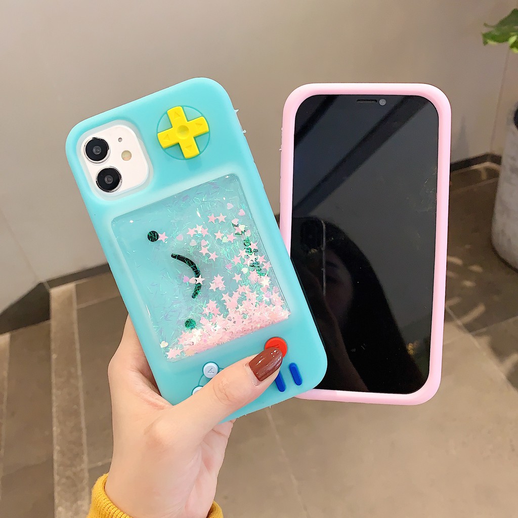 Ốp điện thoại silicone mềm phối kim tuyến nước hình máy chơi game cho IPHONE 12 pro max 11 PRO MAX X XS MAX XR 6 6S 7 8 PLUs