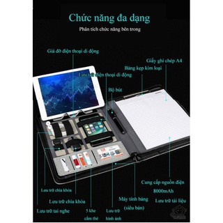 Sổ tay Kẹp tài liệu khổ A4 tích hợp sạc đa năng 8000mAh AESTHETIC