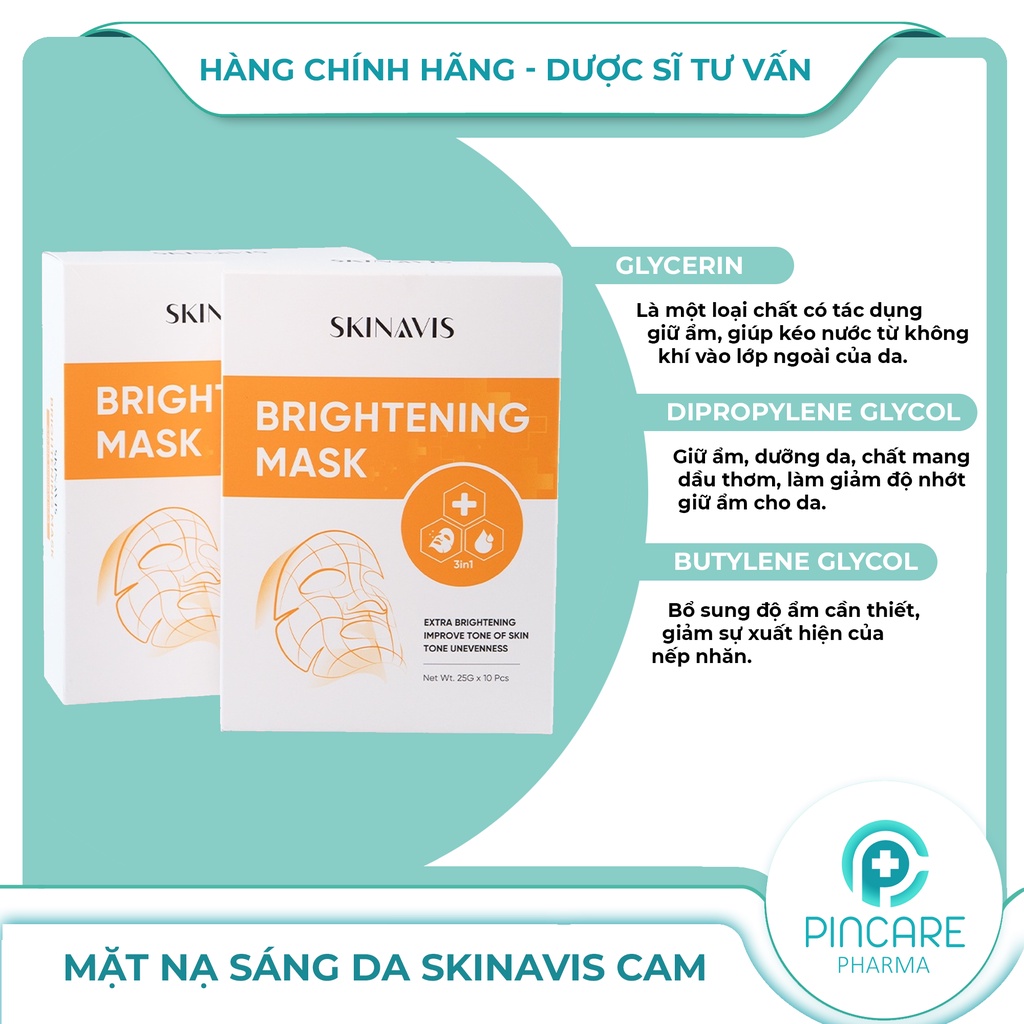 Mặt nạ trắng da Skinavis Brightening Mask (Miếng Lẻ) - Hàng Chính Hãng - Nhà thuốc PinCare