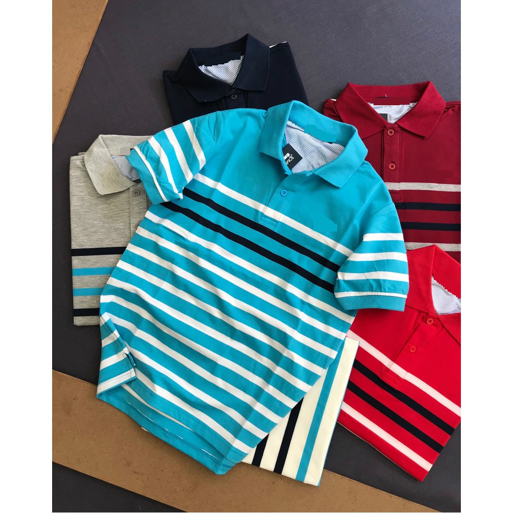 Áo thun nam cotton cổ bẻ thiêt kế sọc ngang phông cách đơn giản và trung niên thời trang nam Liyor - TDATCS3071 | BigBuy360 - bigbuy360.vn