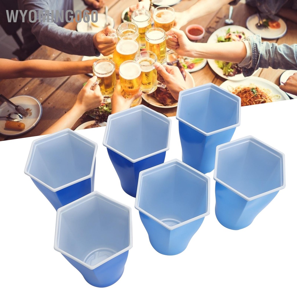 [Hàng Sẵn] 6 cái 450ml Hex Miệng Cốc dùng một lần Cốc nhựa dày cho Nhà hàng Ngoài trời Trò chơi 【Wyoming060】