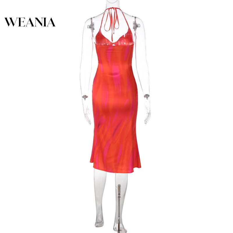 Đầm Dây In Khối Màu Sắc Thời Trang Mùa Hè Dành Cho Nữ