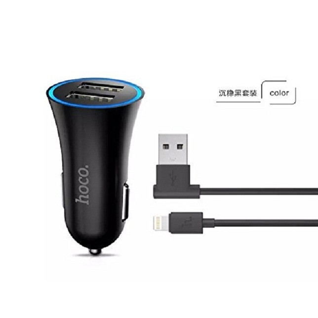 Tẩu Sạc xe hơi HOCO UC204 2 cổng USB Dành cho điện thoại iPhone iP Huawei Samsung Oppo Realme giá rẻ đẹp bền