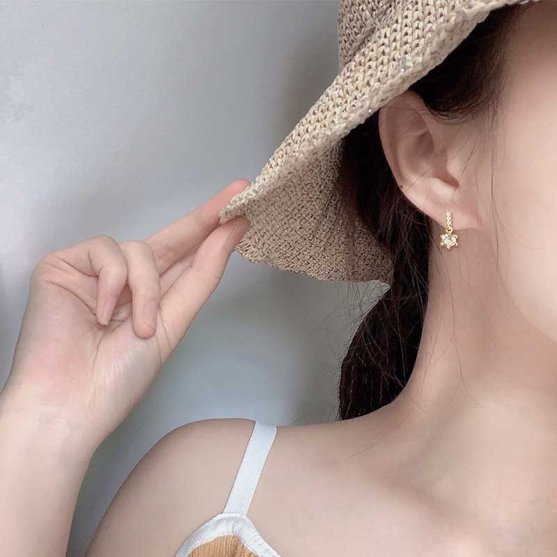 Bông Tai Mạ Bạc 925 Đính Đá Zircon Thời Trang Thanh Lịch Cho Nữ