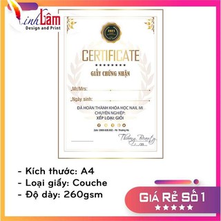 In ấn, thiết kế bằng khen, chứng chỉ, giấy chứng nhận số lượng ít