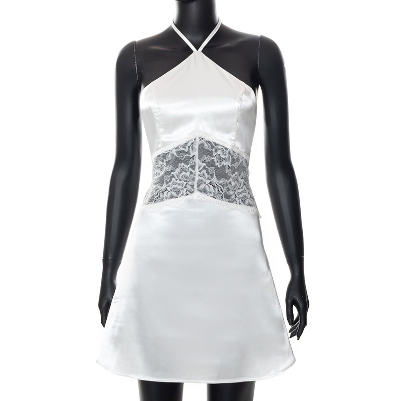 Đầm Sát Nách Hở Lưng Phối Ren Phong Cách Đường Phố Quyến Rũ