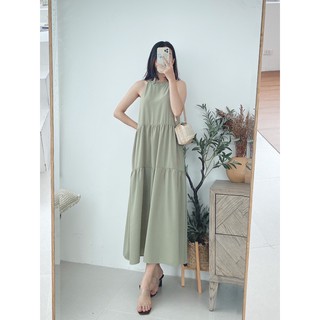 váy yếm trơn dài