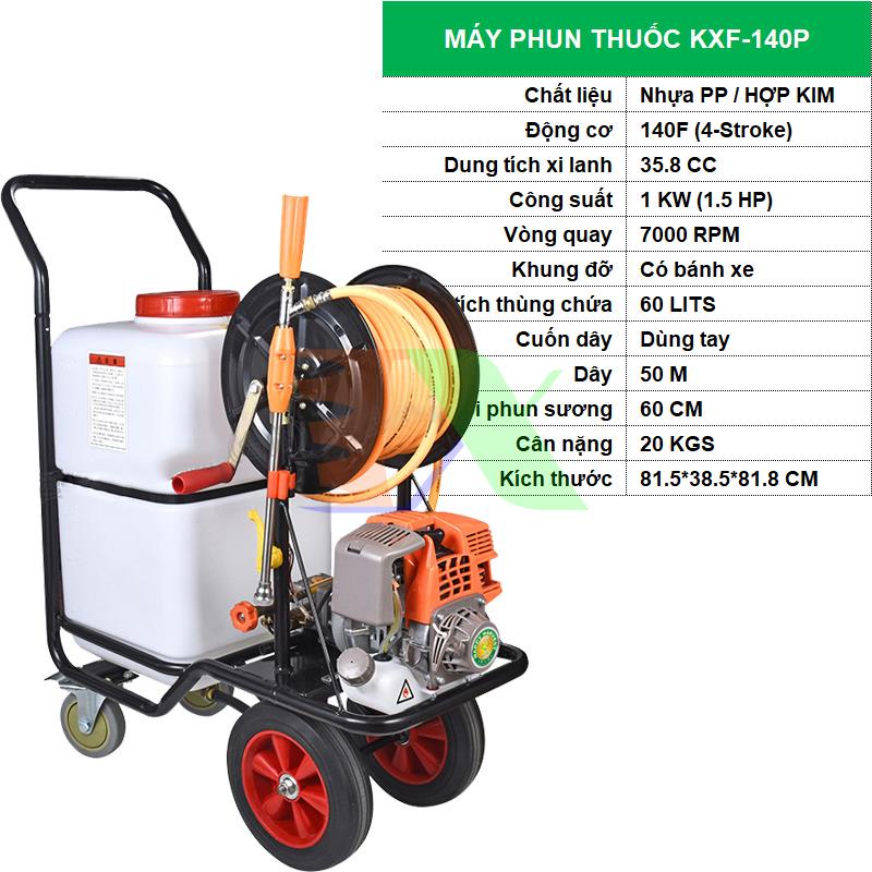 Máy phun thuốc trừ sâu động cơ xăng KXF-140P, Máy phun sương 50m 35.8cc