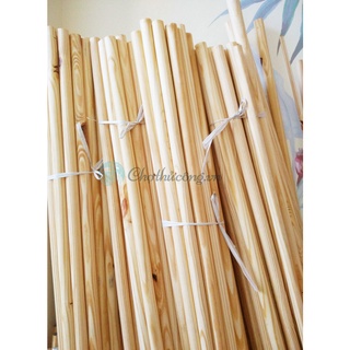 Thanh gỗ tròn gỗ thông đường kính 2cm x 1m6 treo mành, phụ kiện macrame, handmade, decor
