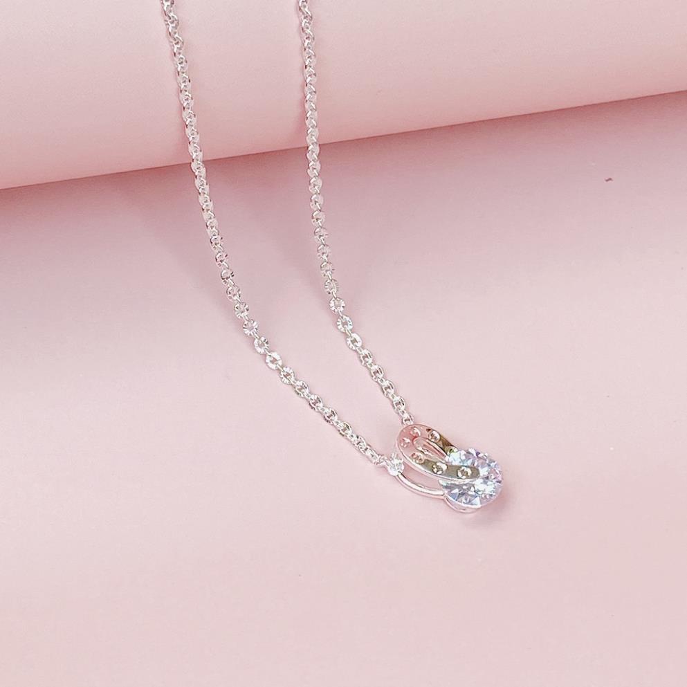 Dây chuyền bạc mặt đính đá lấp lánh Phong Cách Hàn Quốc - ANTA Jewelry ATJ8053