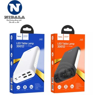 PIN SẠC DỰ PHÒNG KÈM ĐÈN LED Hoco J60 30000mah 4 cổng USB 2.0A( hộp cam pin màu đen )- 366 HOCO J60 - NIDALA