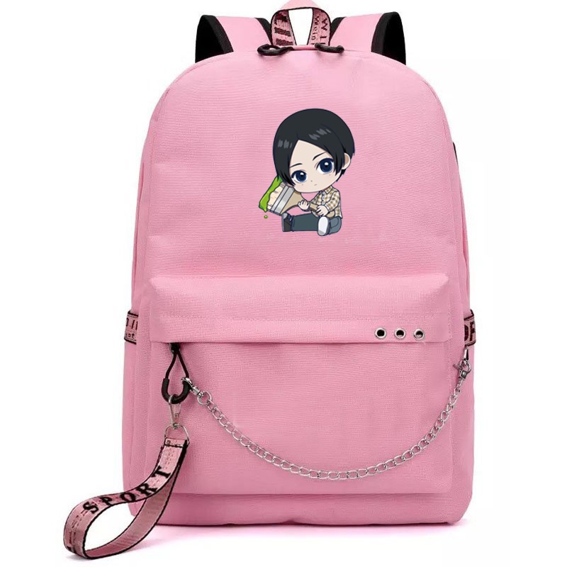 Balo thông minh đen hồng in hình BLUE PERIOD chibi anime cặp sách đi học