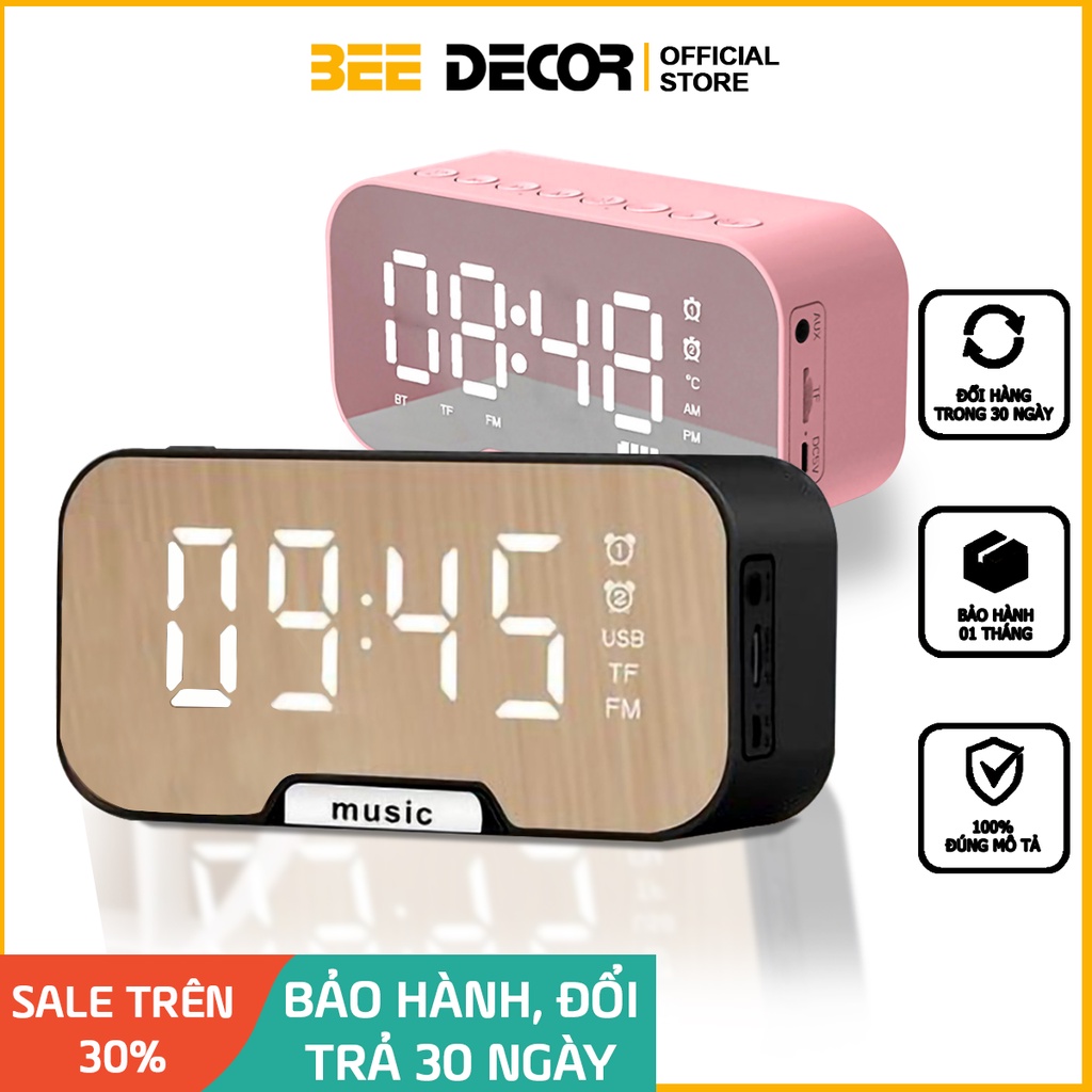 Đồng Hồ Để Bàn Màn Hình LED Kiêm Loa Nghe Nhạc Bluetooth (Sử dụng Pin Sạc) - Loa Bluetooth Không Dây