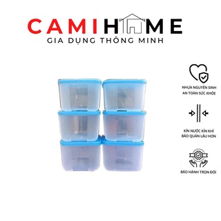 Bộ 6 hộp trữ đông thực phẩm Tupperware Freezermate 650ml nắp kín khí nhựa nguyên sinh có thể chồng lên nhau