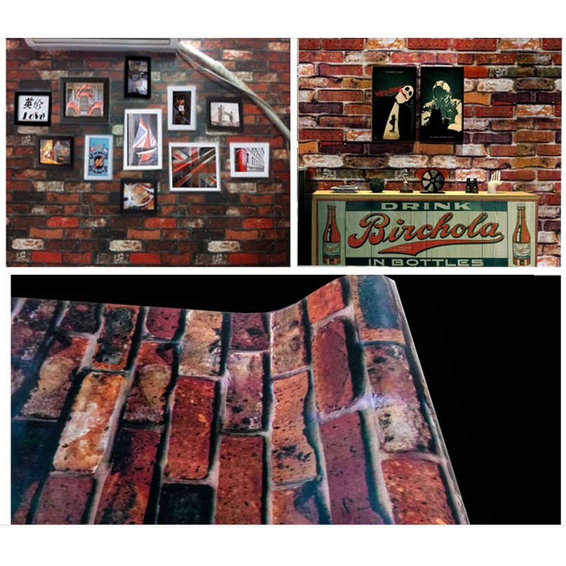 Decal giấy dán tường gạch nhiều màu