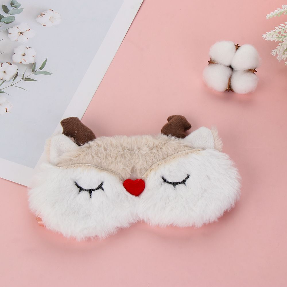 Bịt Mắt Ngủ Bằng Lông Nhung Mềm Hình Tuần Lộc Hoạt Hình Dễ Thương Bảo Vệ Mắt Khi Ngủ