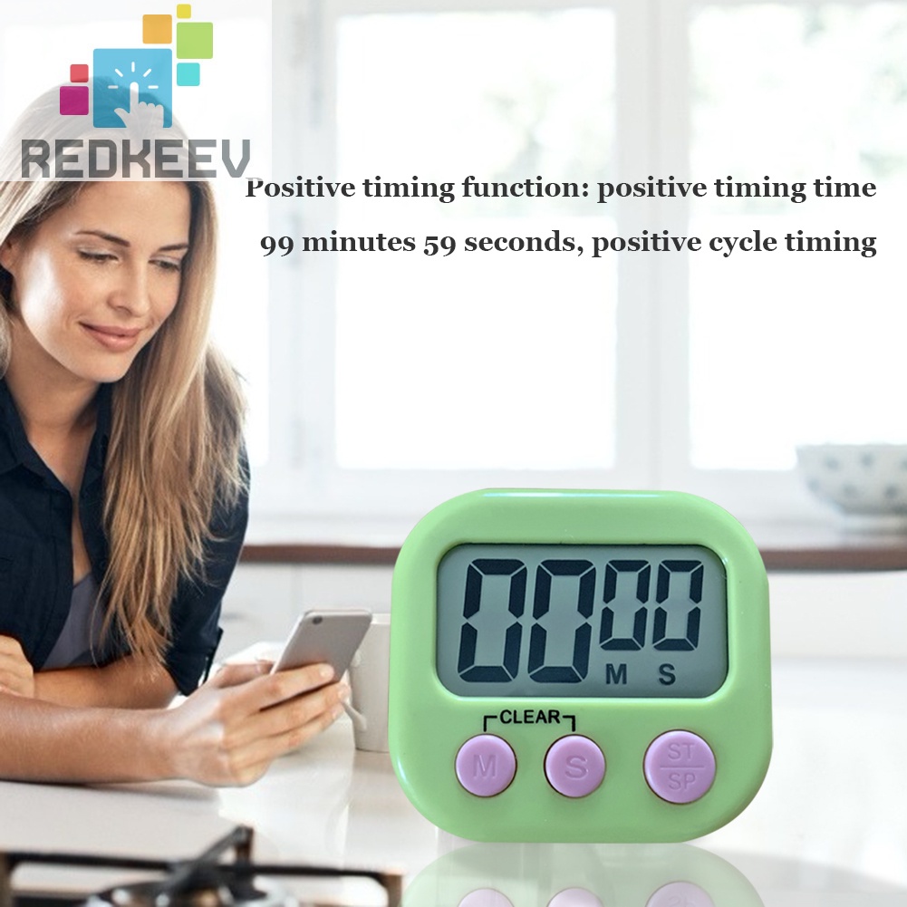 Đồng hồ hẹn giờ nấu ăn đếm ngược màn hình LCD có giá đỡ