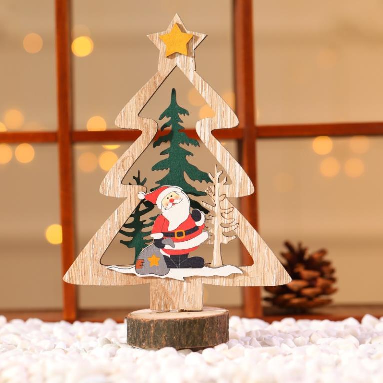 Cây thông noel mini bằng gỗ để bàn trang trí nhà cửa