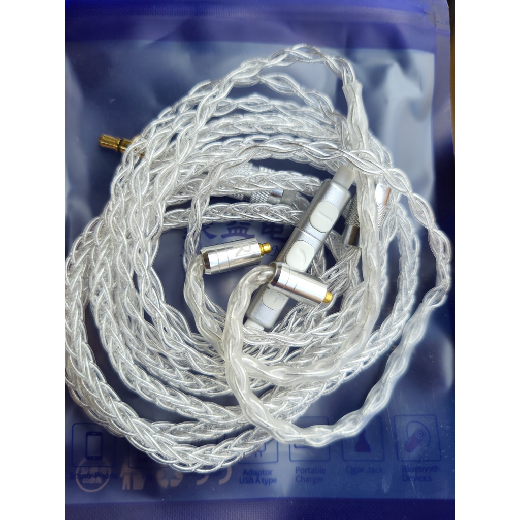 Dây cáp 8 lõi mạ bạc OFC cao cấp có mic cho tai nghe shure KZ ZSN PRO ZSX AS12 AS16 ASX ZAX DQ6 ZS10 PRO