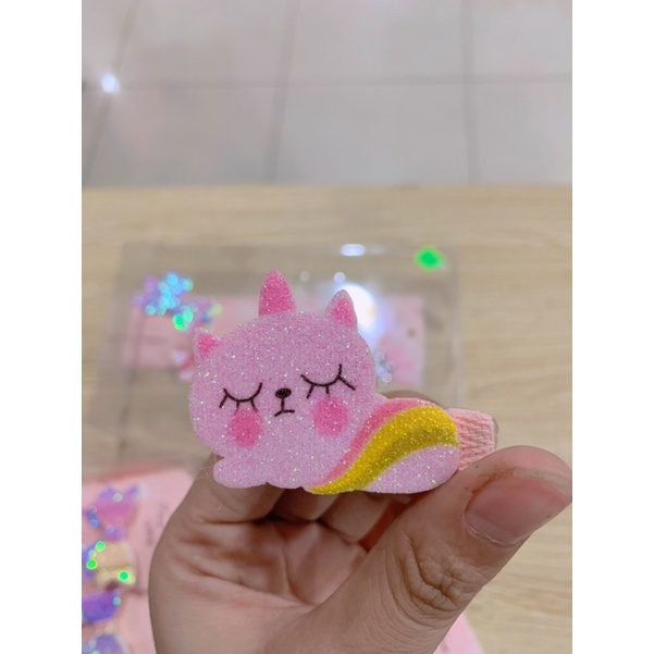 Set 5 kẹp nơ ren họa tiết hoa lá cực xinh màu pastel phong cách Hàn Quốc - kẹp tóc cho bé