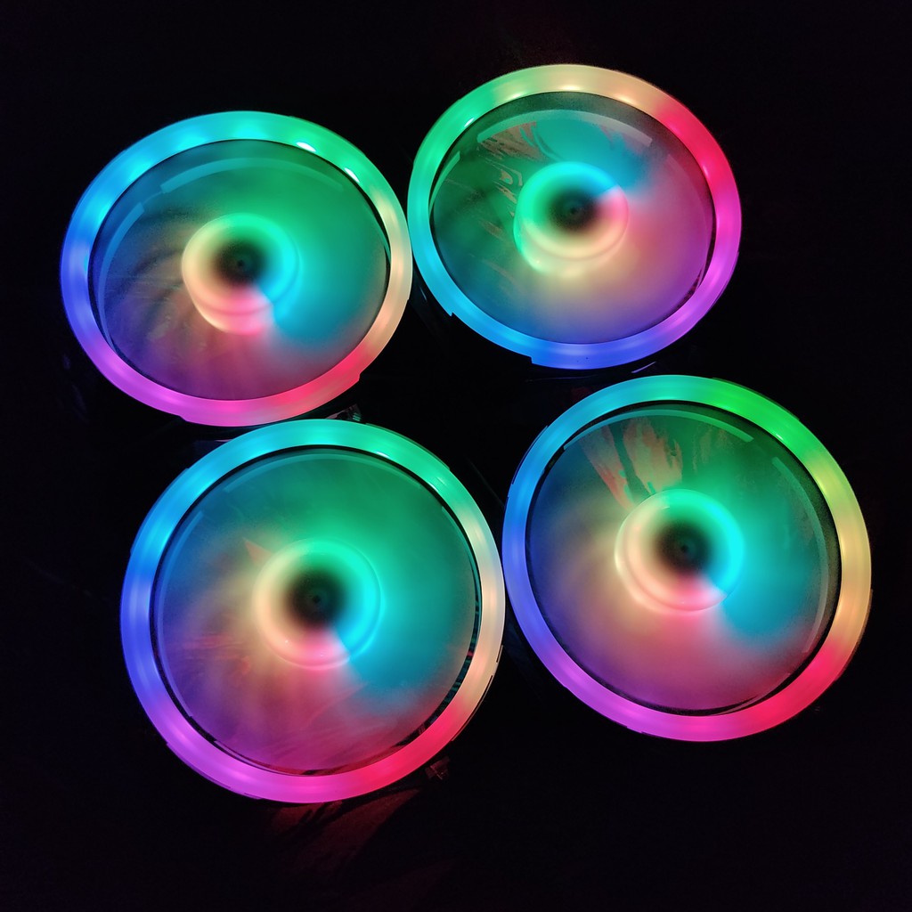 Quạt Tản Nhiệt V4 Sáng Tâm Và Viền Quạt 12cm Fan Led RGB Bộ 6 Quạt Đồng Bộ Hub Coolmoon ARGB Music