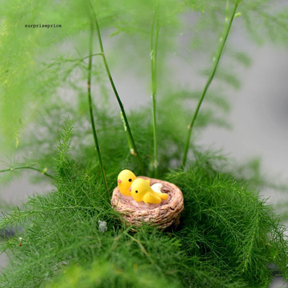 Bộ 2 mô hình chú chim kèm tổ bằng nhựa trang trí nhà cửa độc đáo