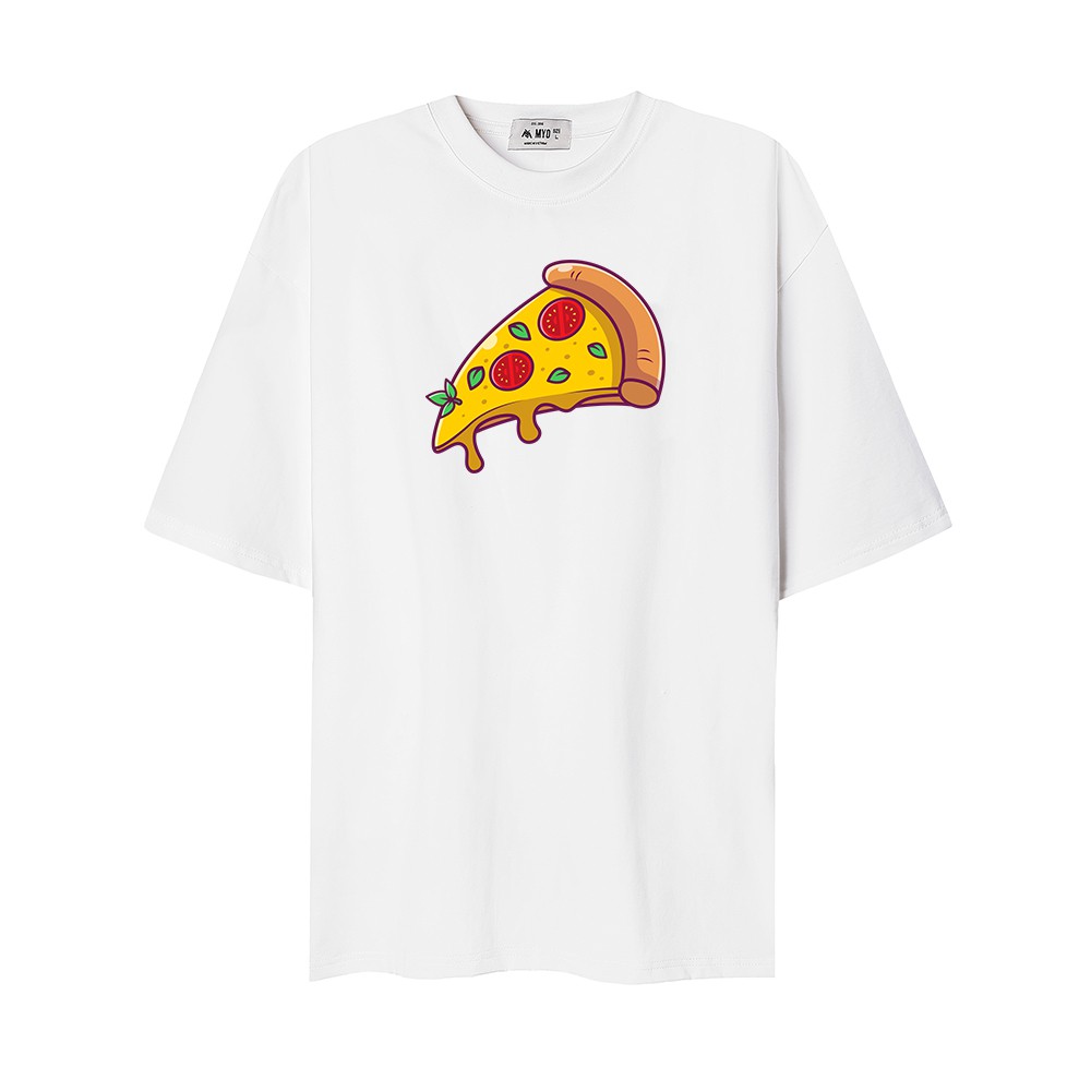 Áo Thun Nam Cổ Tròn MYO Vải Cotton In Hình Bánh Pizza 2700