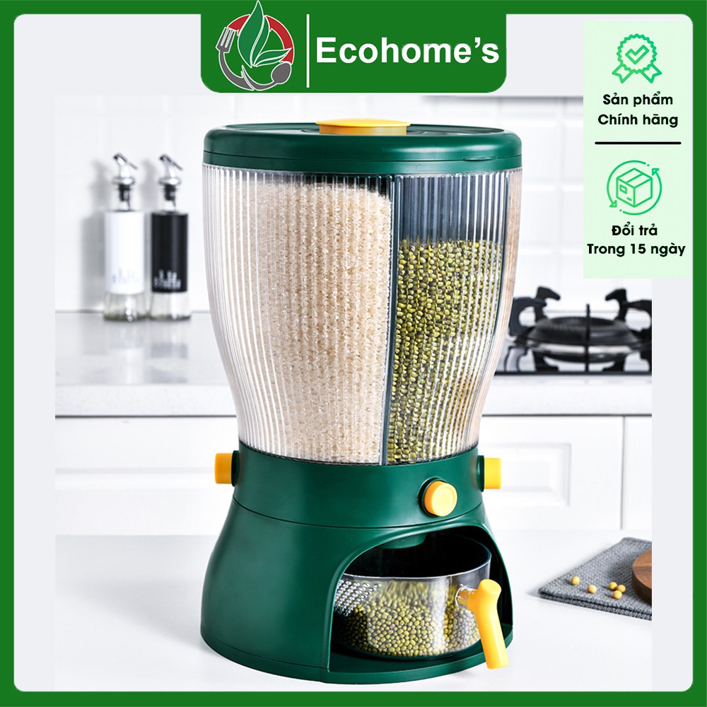 Thùng đựng gạo, ngũ cốc Ecohome's 4 ngăn thông minh xoay van 1