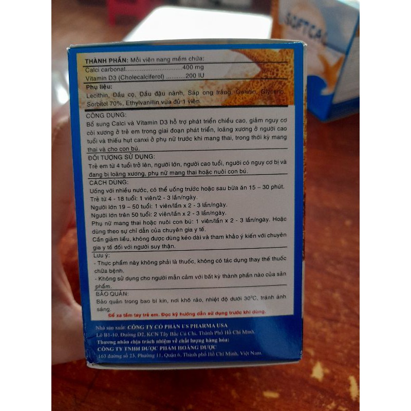 Softcal_Viên Uống Bổ Sung Calci.Hộp 10 vỉ×10 viên