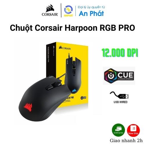 Chuột Gaming USB Corsair Harpoon RGB PRO - (Cảm biến Pixart PMW3327 12.000dpi , bảo hành 24 tháng)