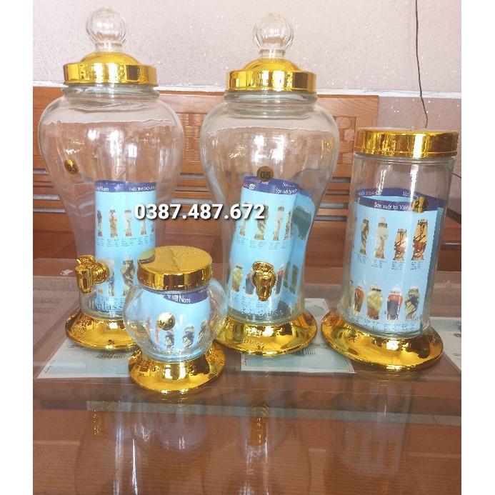 Bình Ngâm Rượu Thủy Tinh Cao Cấp PHÚ HÒA 5L Có Van  , Không Van