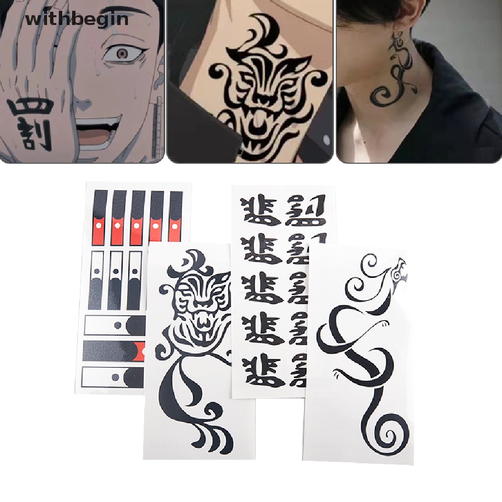 【WIT】 Anime Tokyo Revengers Tattoo Cosplay Sticker Waterproof Temporary Tattoo Sticker .