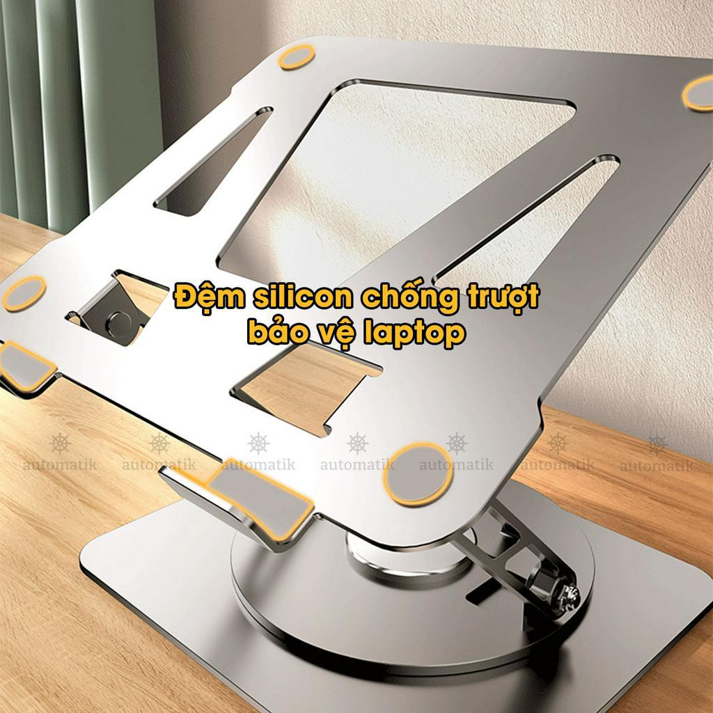 Giá Đỡ Laptop, Kê Laptop Ipad Máy Tính Bảng Xoay 360 Độ Bằng Kim Loại Đế Tản Nhiệt Công Thái Học - Automatik