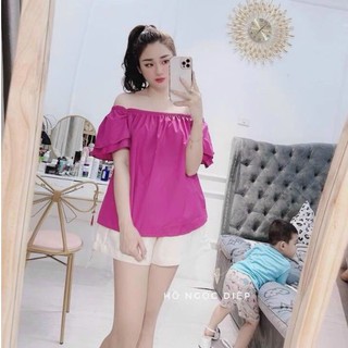 Áo thô trễ vai cánh tiên mặc hai kiểu