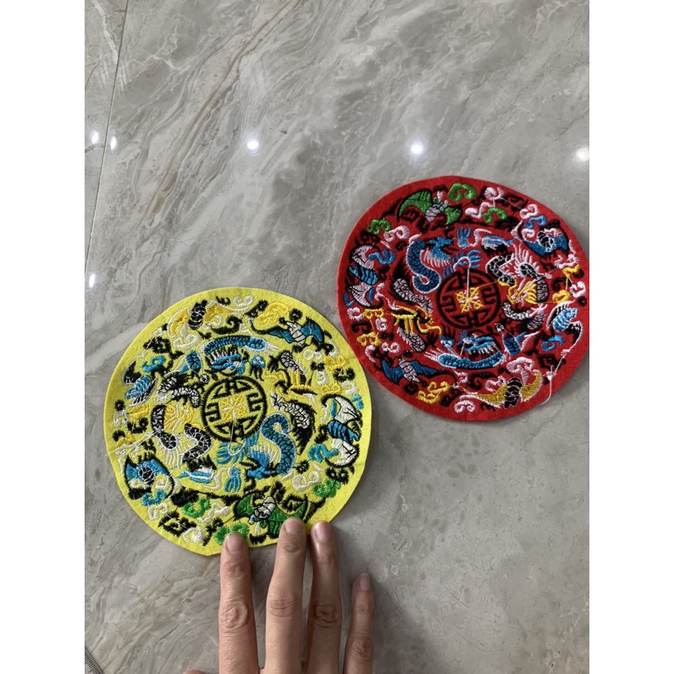 Mác thêu tròn rồng 15cm