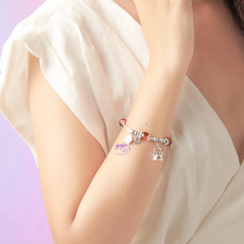 Vòng Tay Thiên Thần Đá Thạch Anh Tóc Nâu Đỏ Thiên Nhiên Tài Lộc SP004151 Gypsy.lala