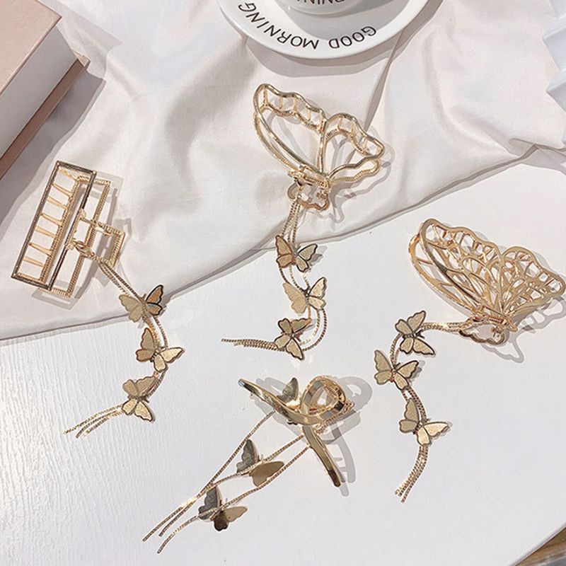 Kẹp Tóc Hợp Kim Hình Học / Bướm / Hình Học Rỗng Phối Tua Rua Thời Trang Cho Nữ