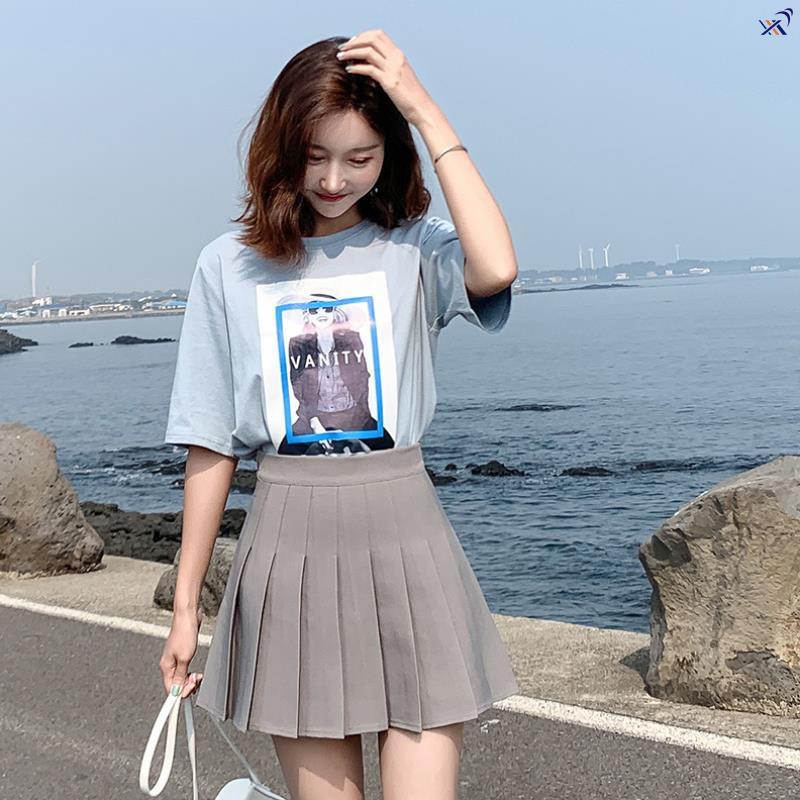 Chân Váy Chữ A, Chân Váy Xếp Ly Ngắn Phong Cách Hàn Quốc Nhẹ Nhàng