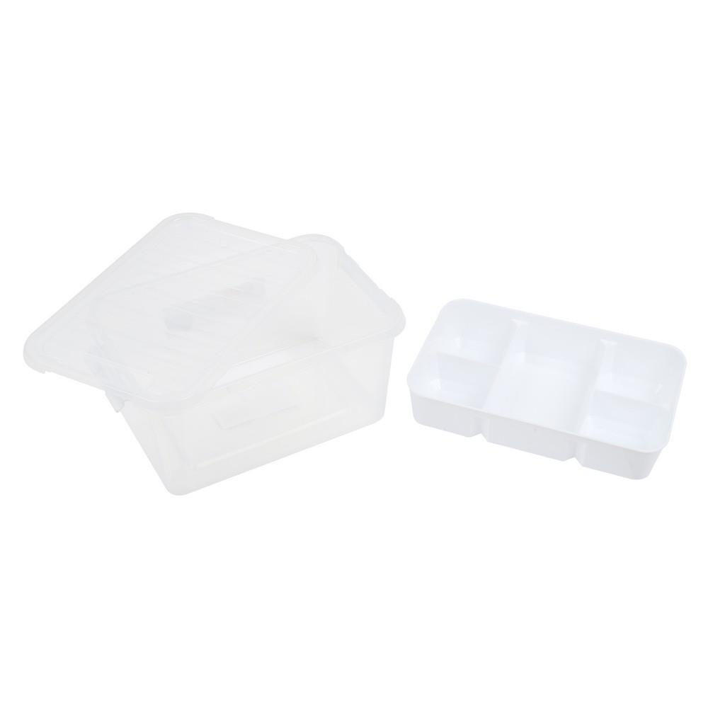 HomeBase STACKO Thùng nhựa đựng đồ đa năng có nắp Thái Lan W19.5xH14xD29cm màu trắng trong