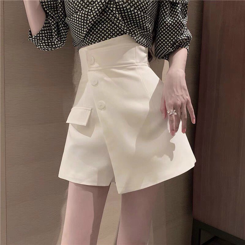 Quần Giả Váy Vạt Chéo Trơn Có Quần Nút