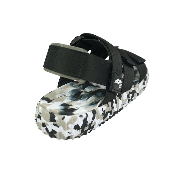 Sandal Saado chính hãng 3 quai BEAST BE05 màu đen rằn ri Inky Camo, Dép quai sau nam nữ đế yezi quai ngang