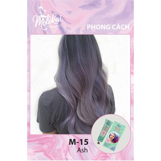 Kem nhuộm tóc phủ bạc MOLOKAI màu khói M-15 chiết suất từ thiên nhiên tặng kèm trợ oxy dưỡng 60ml