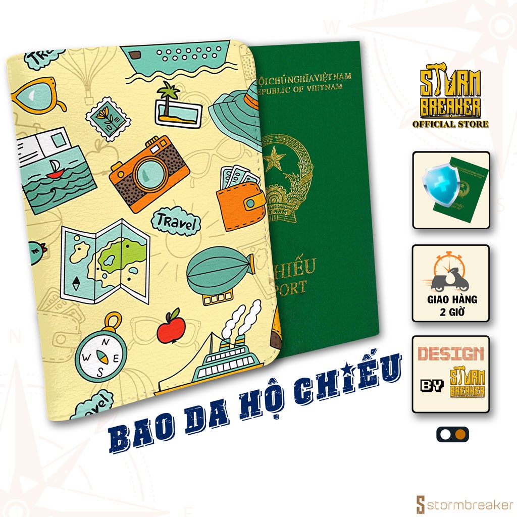 Bao Da Hộ Chiếu - Ví Đựng Passport Du Lịch  Stickers Travel - LT024 STORMBREAKER