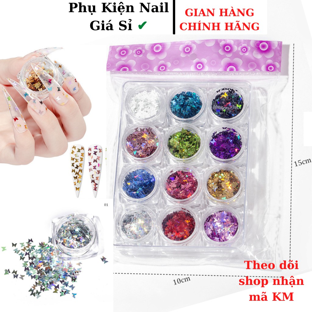 nhũ bướm trang trí móng nail , bướm ẩn nail