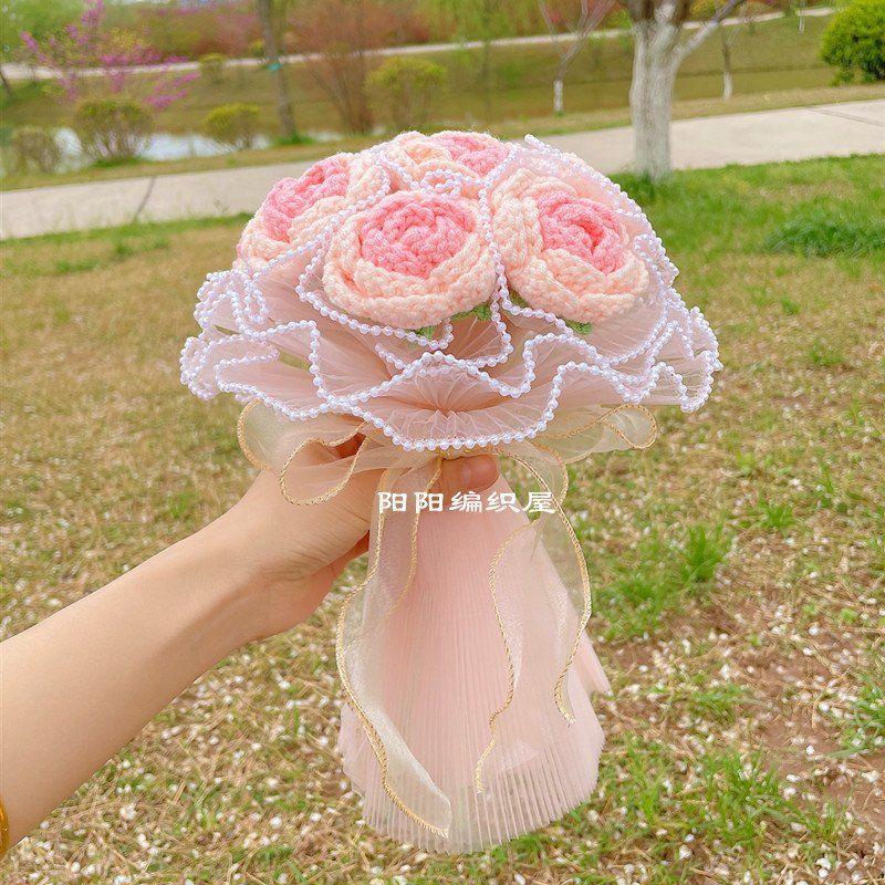 [DIY] Tay đan bằng tay DIY Gradient Roses. Bộ dệt kim. Ngày lễ tình nhân Quà tặng đám cưới Bó hoa thủ công