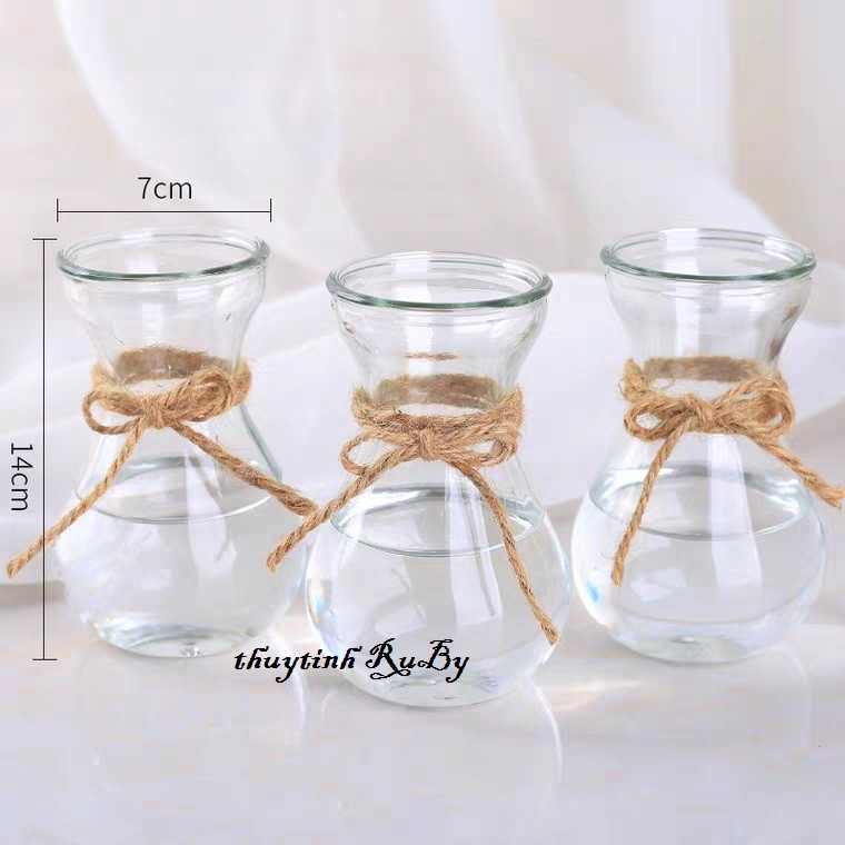 Lọ thủy tinh miệng loe trồng cây thủy sinh cao 14cm, miệng rộng 7.5cm (không bao gồm cây và phụ kiện trang trí bình)