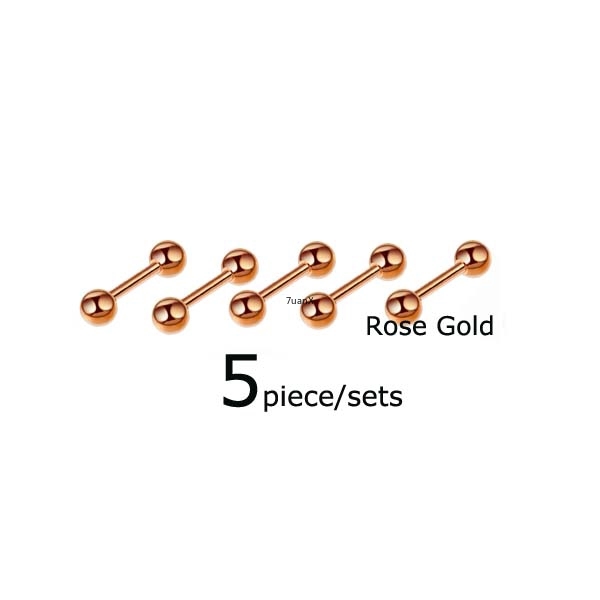 Set 5 khuyên tai hình thanh tạ 1.2mm (16G) thiết kế đơn giản cá tính