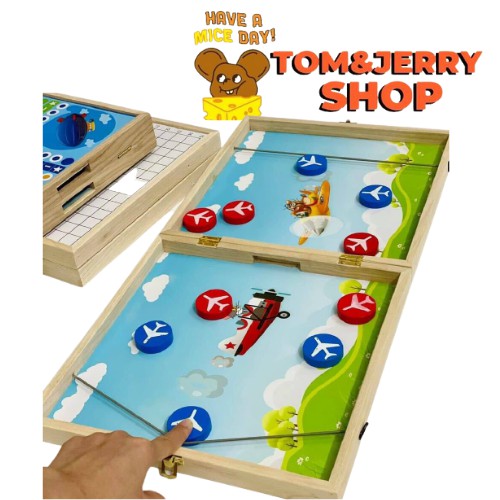 Đồ chơi trẻ em, đồ chơi cho bé 3 trong 1 bằng gỗ,[Quà Tặng] cờ búng, cờ cá ngựa, cờ caro an toàn Made in Vietnam.