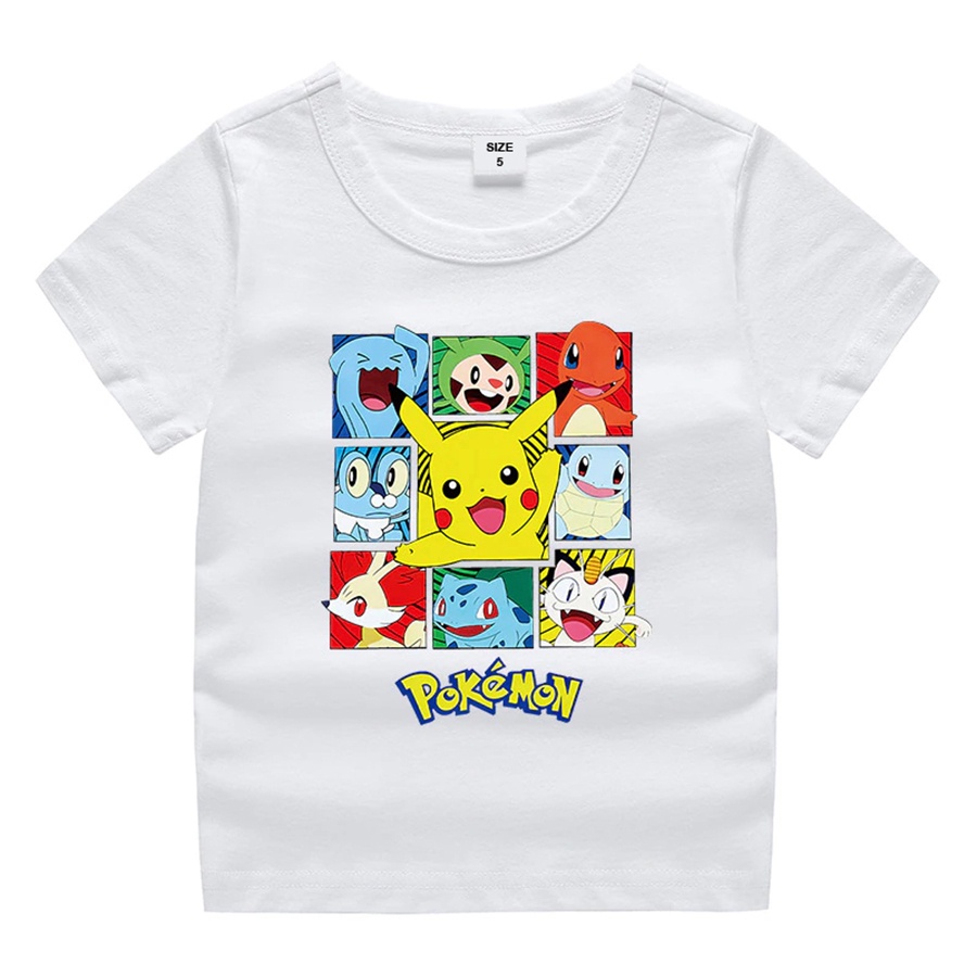 Áo thun cho bé pokemon, 7 màu áo, có size người lớn, Anam Store
