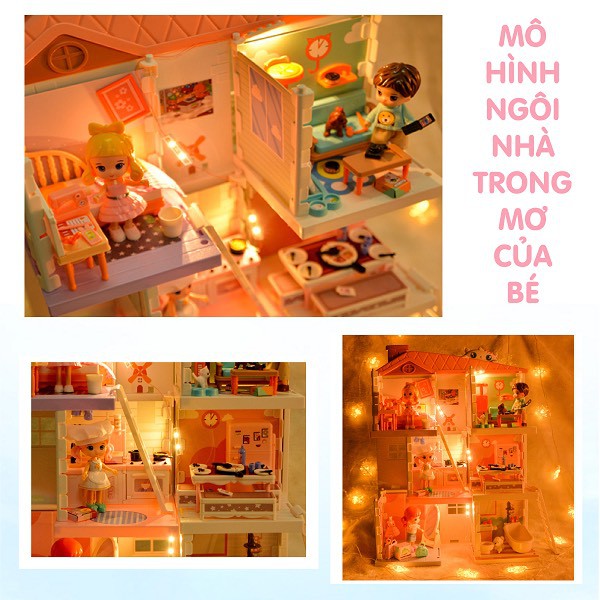 Mô hình ngôi nhà búp bê đầy đủ nội thất cho bé gái [CHÍNH HÃNG]